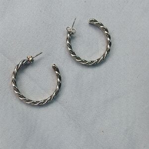 Elegant Twisted Silver Hoop Earrings